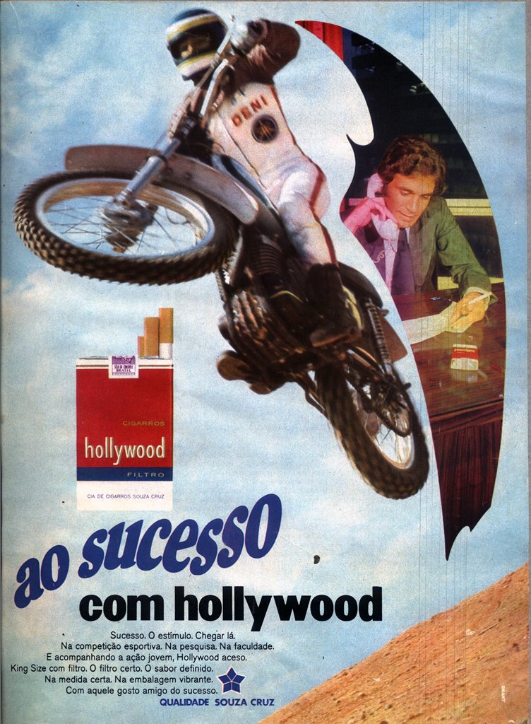 Denisio Casarini estrelando anuncio dos cigarros Hollywood na década de 70 (Acervo pessoal / Motostory)