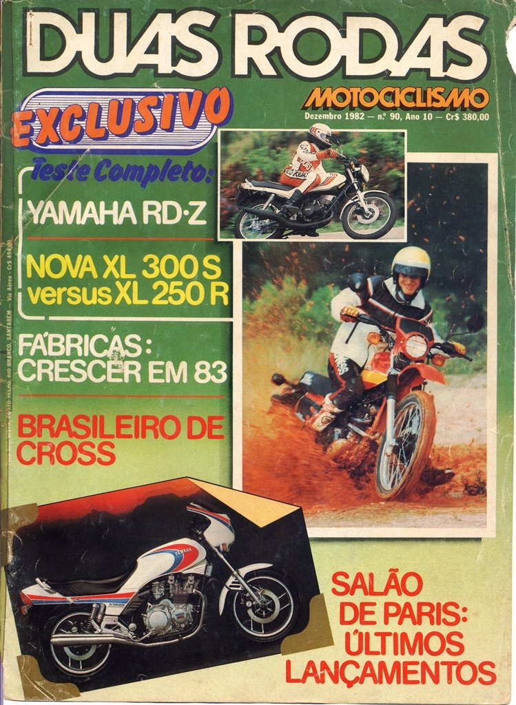 Carlãozinho is the rider at the front page of December 1982 Duas Rodas issue, riding the Honda XL 300 Projeto H.
