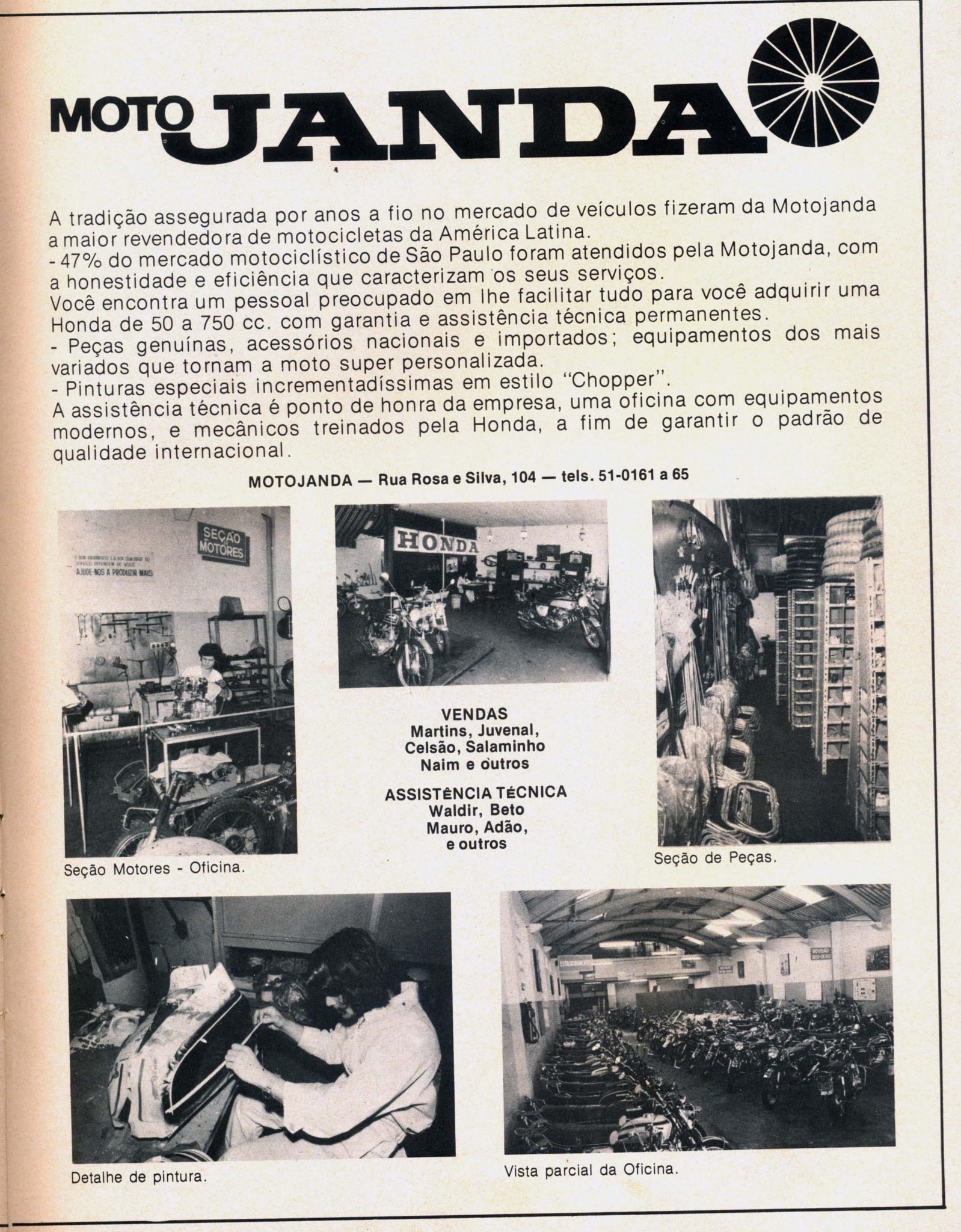 Em 1974 - Moto Janda - revendedor Honda
