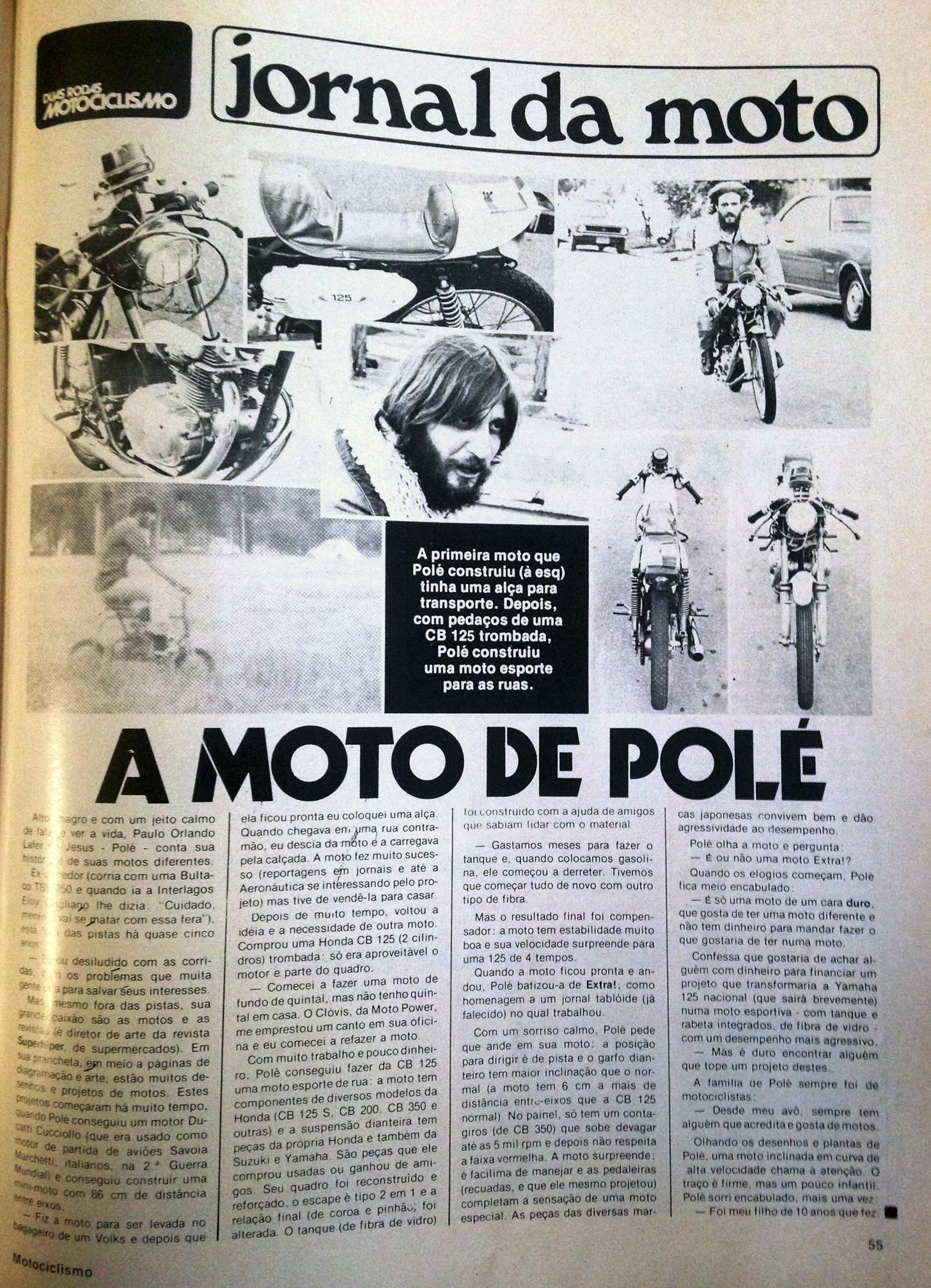 Como a tradição é antiga, suas ideias e realizações já foram tema de reportagem várias vezes. sempre soluções criativas e de baixo custo. – Foto reprodução revista Duas Rodas / acervo Motostory