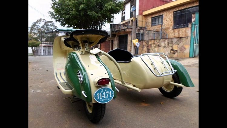 Lambretta LD 150 com side-car: rara e bonita, mas complicada de pilotar – Fotos ilustrativas da Pinterest.com, por Josias Silveira