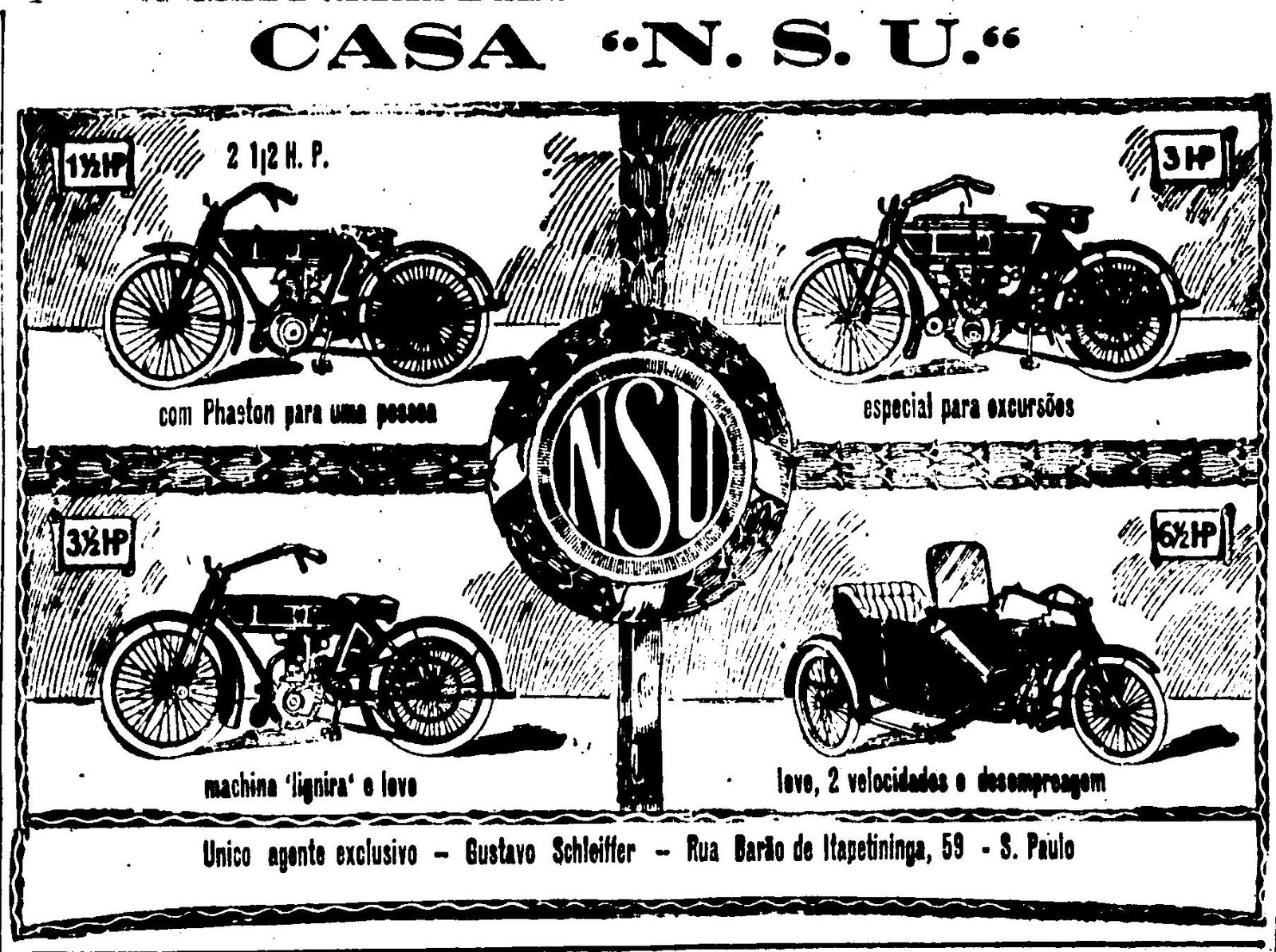 Anuncio da “Casa NSU” em 14 de Setembro de 1913, no Jornal O Estado de São Paulo