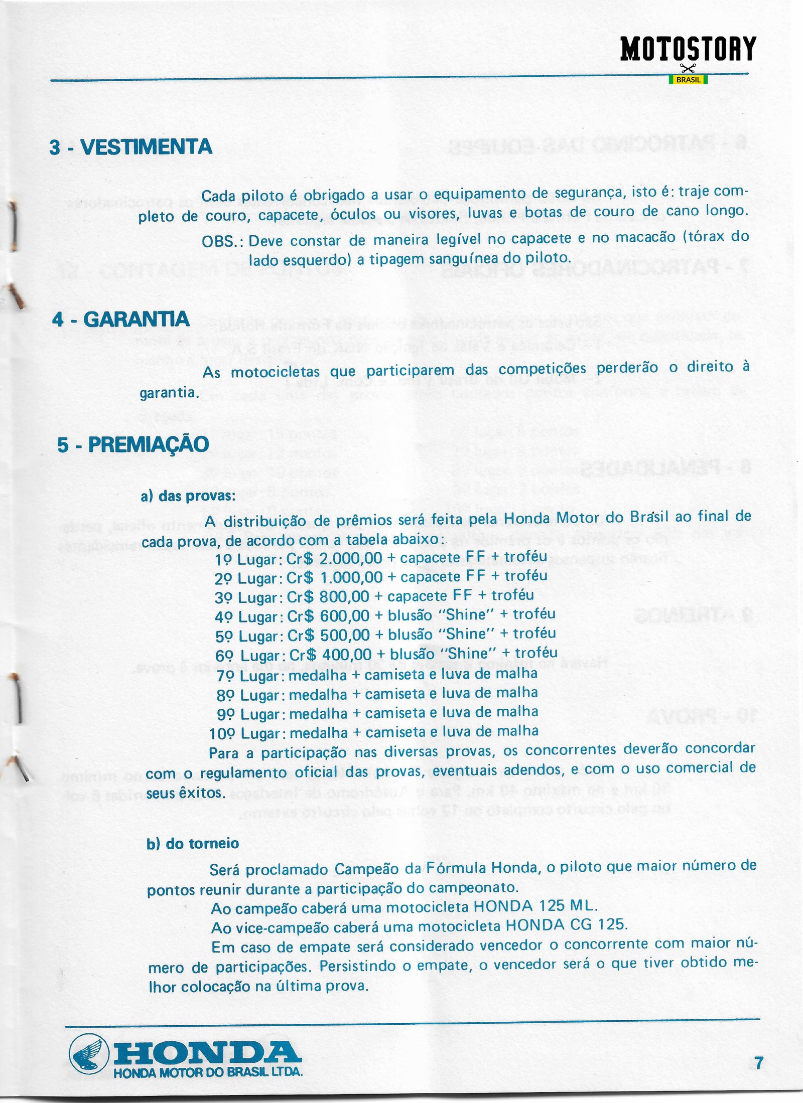 Regulamento FH 1978 - Pag. 7 - Acervo Motostory