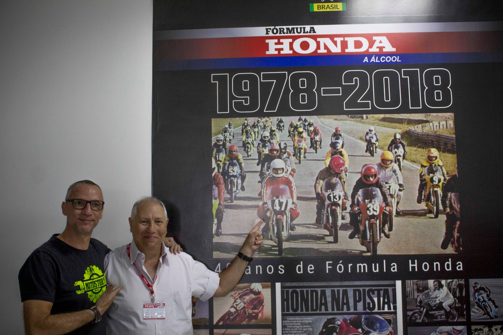 Carlãozinho e Carlos Henrique Ponzio (da Toya Sports) na Homenagem aos 40 anos da Fórmula Honda, na Remaza. Foto Classic Riders Brasil / Wel Calandria / Motostory