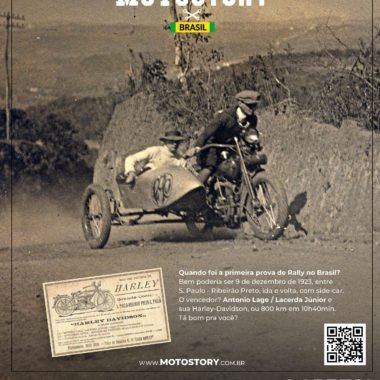Anúncio veiculado na Edição de Fevereiro de 2018 retrata a célebre prova São Paulo - Ribeirão Preto - São Paulo, realizada em 1923 - Pix Haus / Motostory