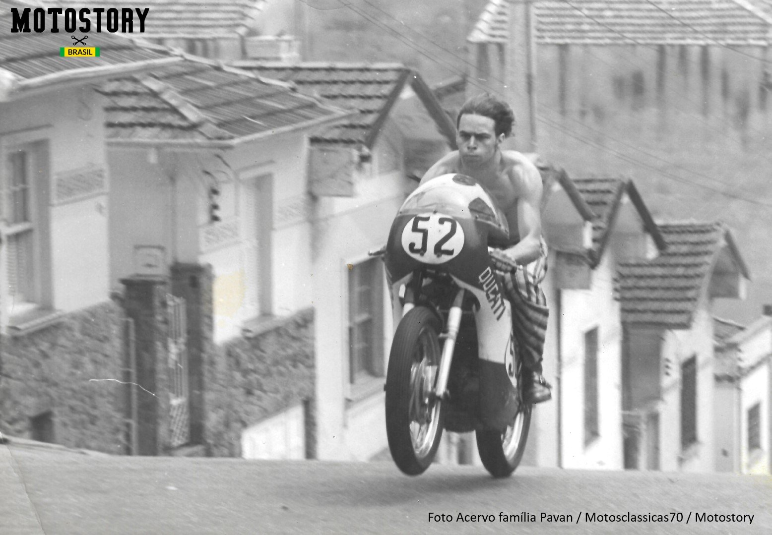 Sempre levando a si mesmo e suas motos ao limite, fosse nas ruas ou nas pistas... Foto Família Pavan / Motosclassicas70 / Motostory
