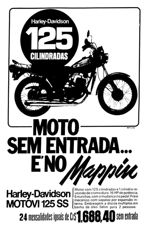 Anúncio do Mappim, famosa loja de departamentos, vendendo as Motovi 125 SS - Imagem reprodução Internet
