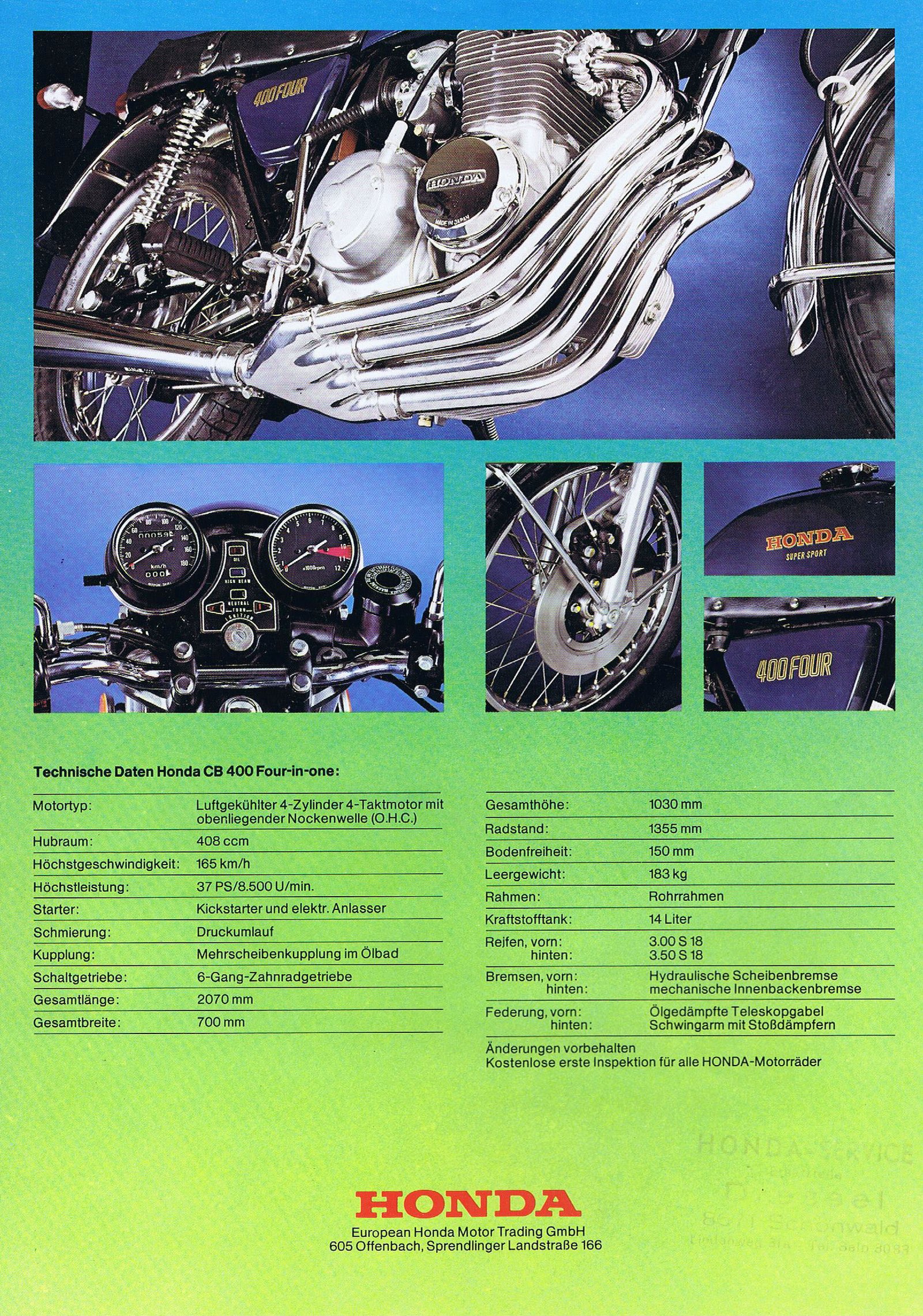 Honda CB 400 Four - Honda Europa com base na Alemanha