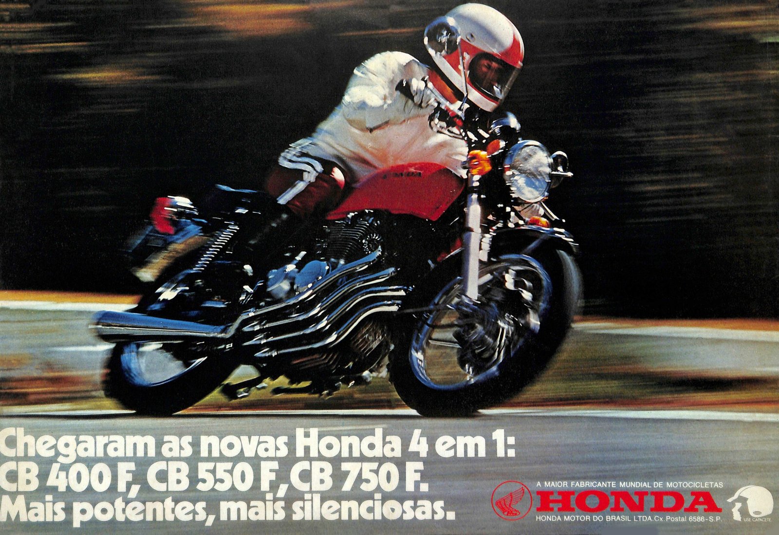 Chegaram as novas Honda 4 em 1 - Anúncio publicado na Revista Duas Rodas edição número 1, em 1974